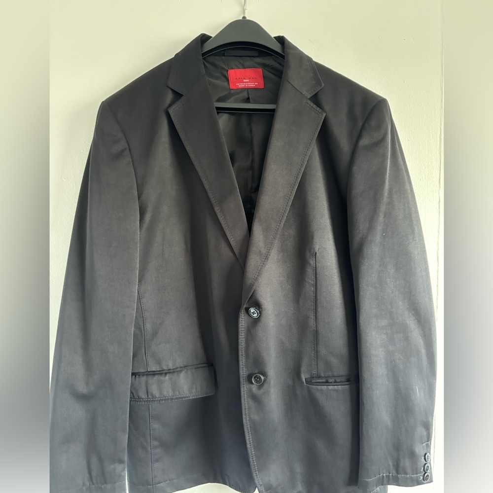 Zara Basic Men Blazer Jacket Size 44 Black - image 1